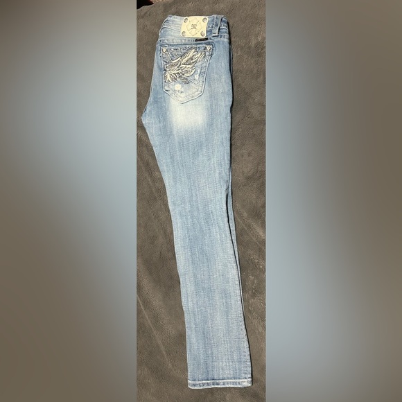 Miss Me Signature Straight Embellished Pocket Light Blue Denim Jeans 32 - Picture 2 of 6